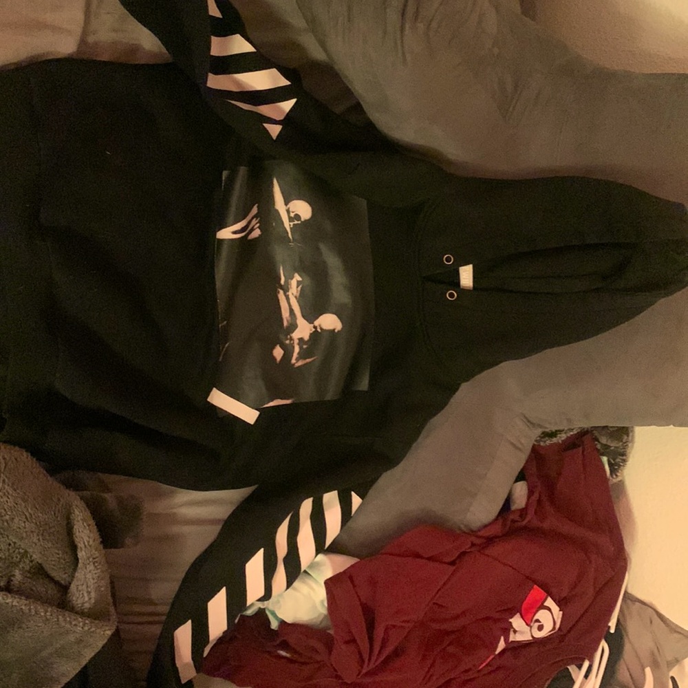 OFF-WHITE Pull over black and white Jesus Skull 13 hoodie